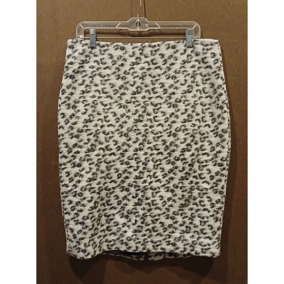 Ann Taylor Wool Blend Pencil Skirt SIZE 14 Faux Fur Leopard Print Office Career - Picture 1 of 10